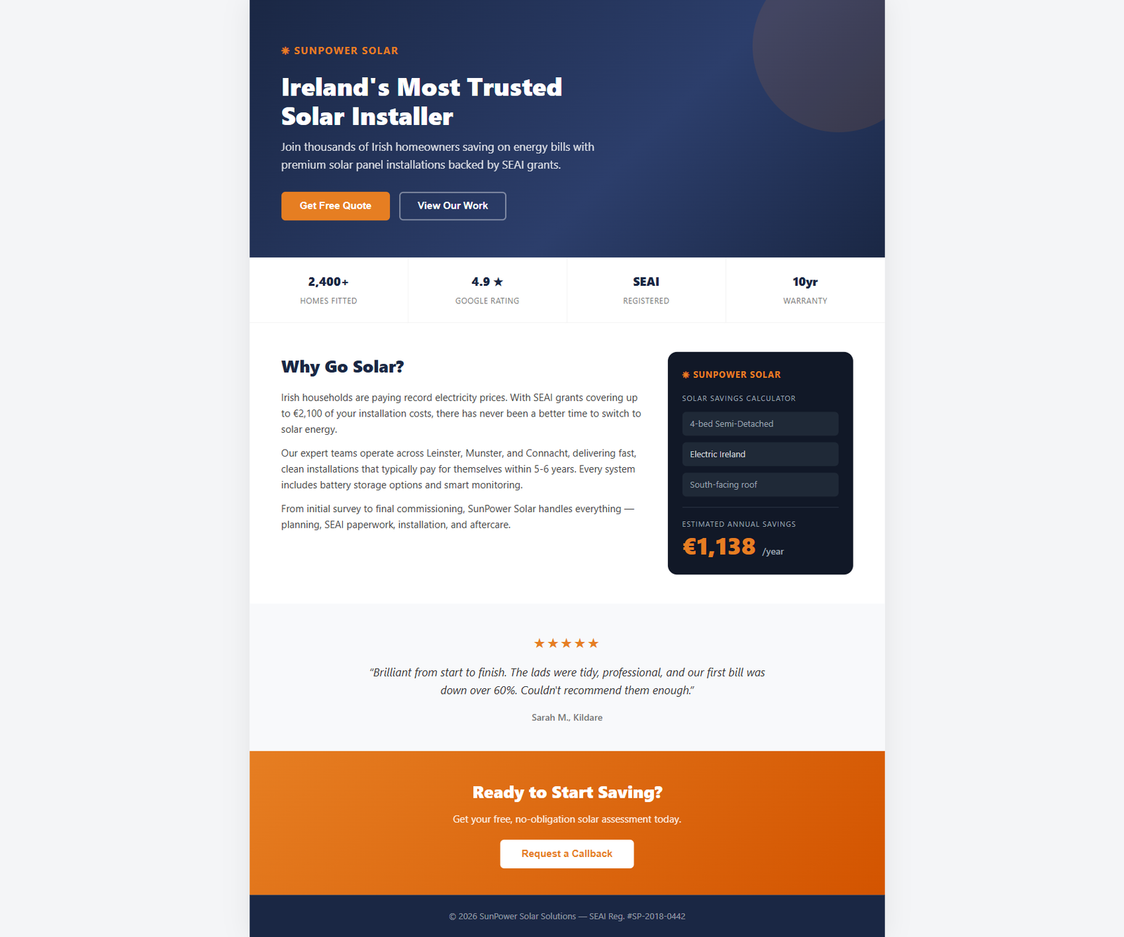 Cogsmith Solar savings calculator embedded on a WordPress page